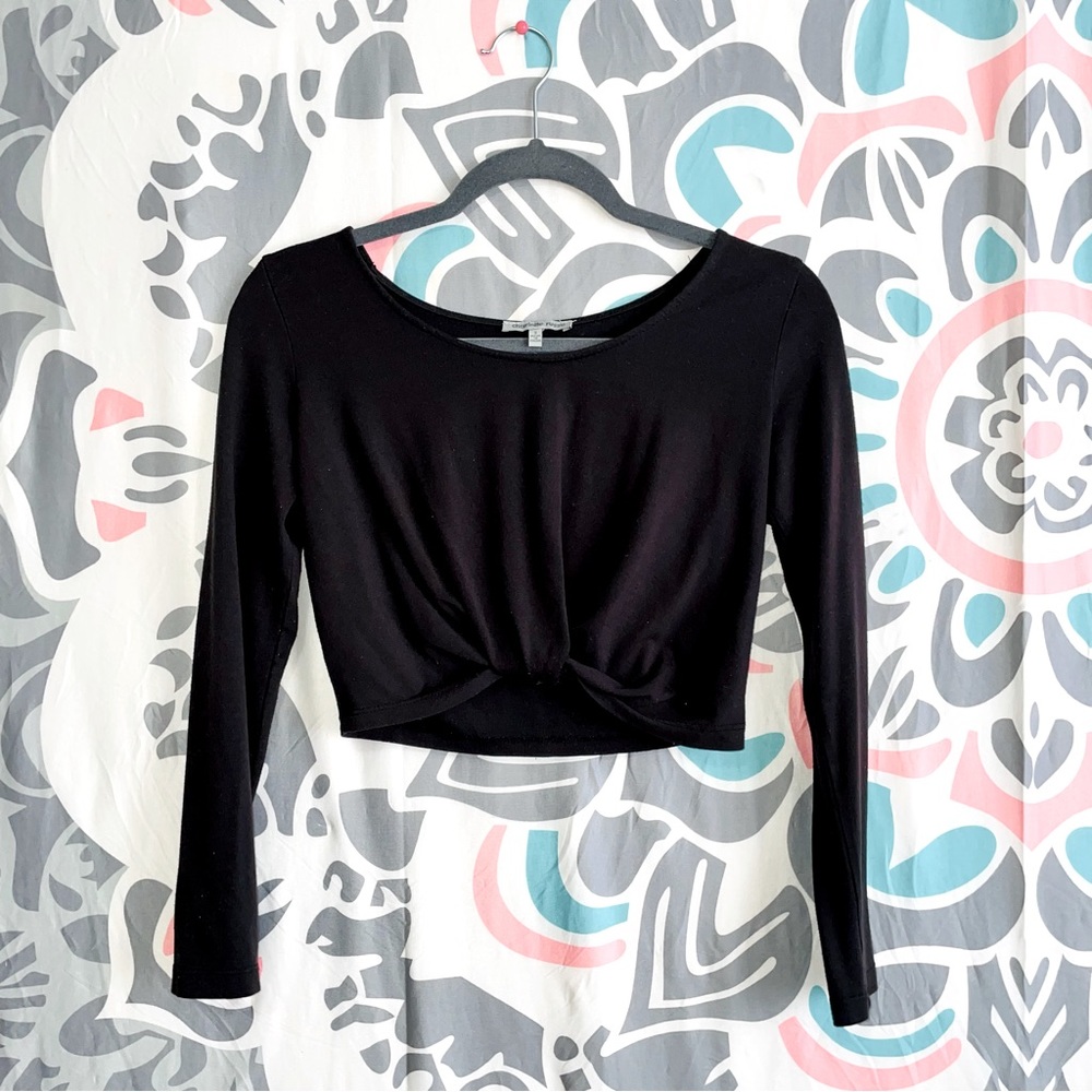 Charlotte Russe Knot Long Sleeve Crop Shirt
